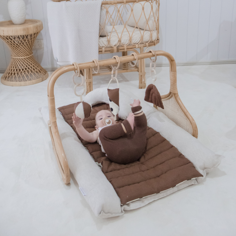 Rattan Play Gym Bundle | 100% Wool Filled | Chocolate Spot