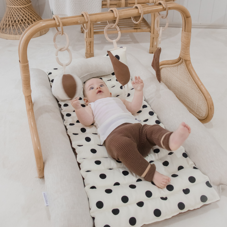 Rattan Play Gym Bundle | 100% Wool Filled | Chocolate Spot