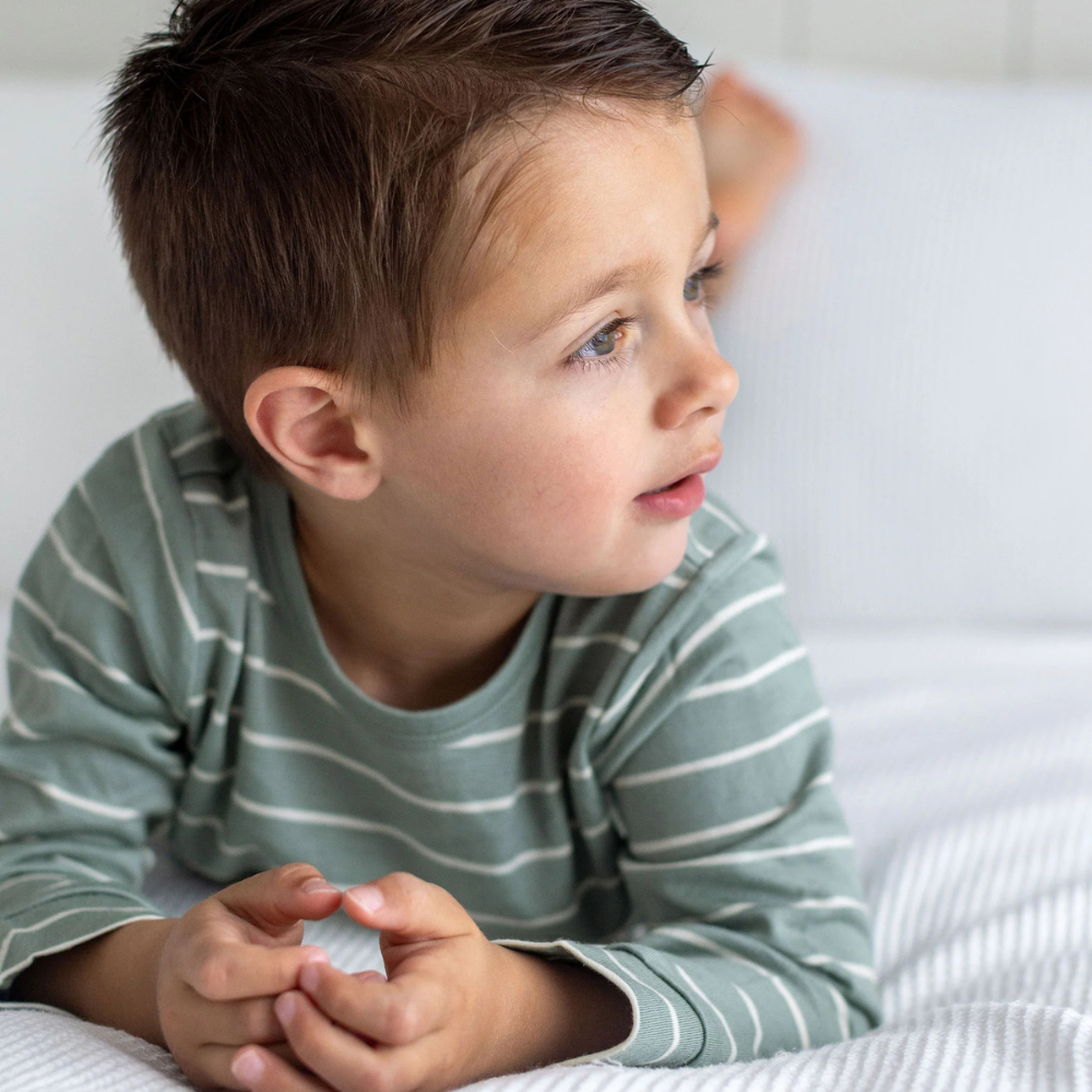 Merino Pyjama Set | Sage Stripe