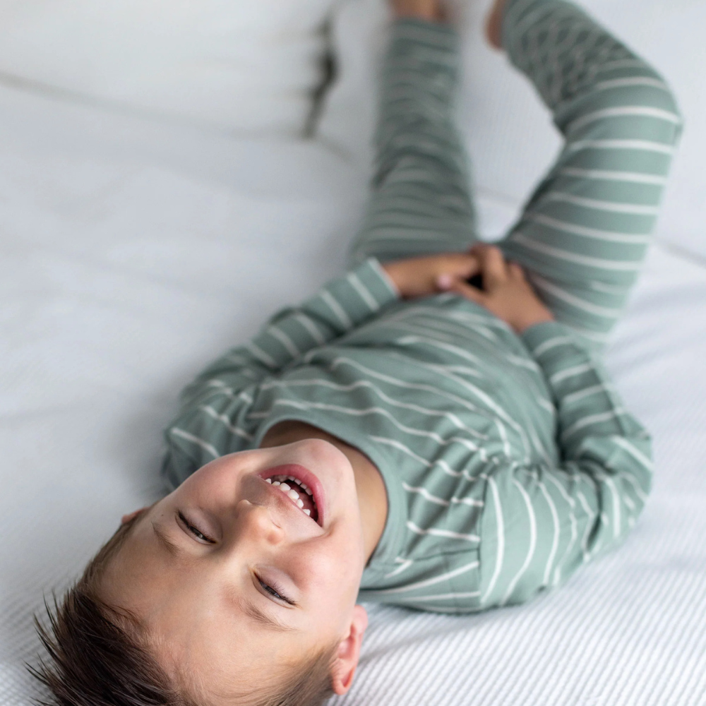 Merino Pyjama Set | Sage Stripe