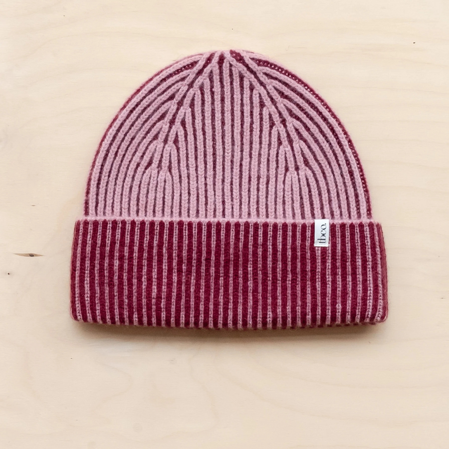 Cashmere & Merino Beanie | Two-Tone Pink