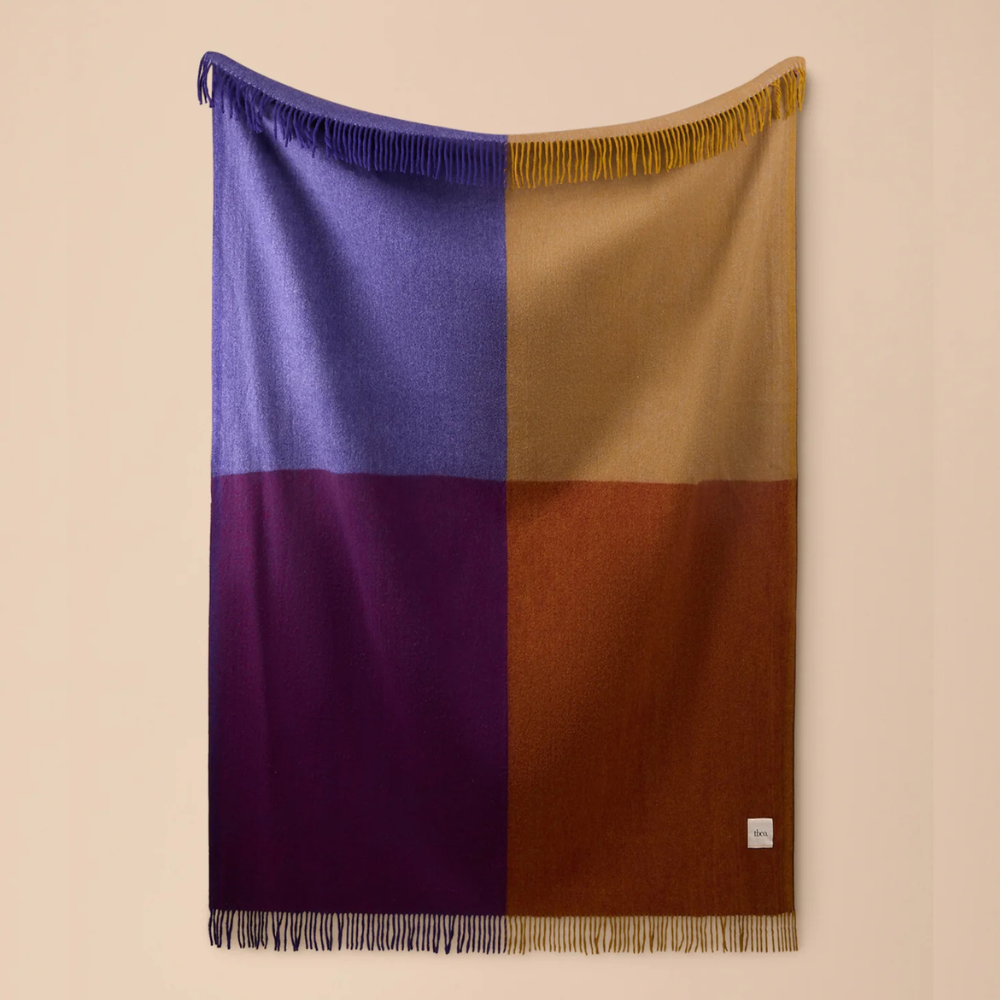 Recycled Wool Full Size Blanket | Rust Block