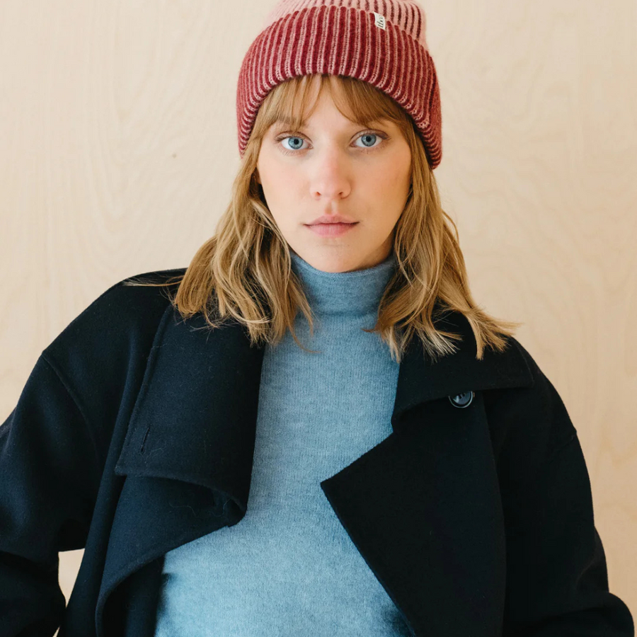 Cashmere & Merino Beanie | Two-Tone Pink