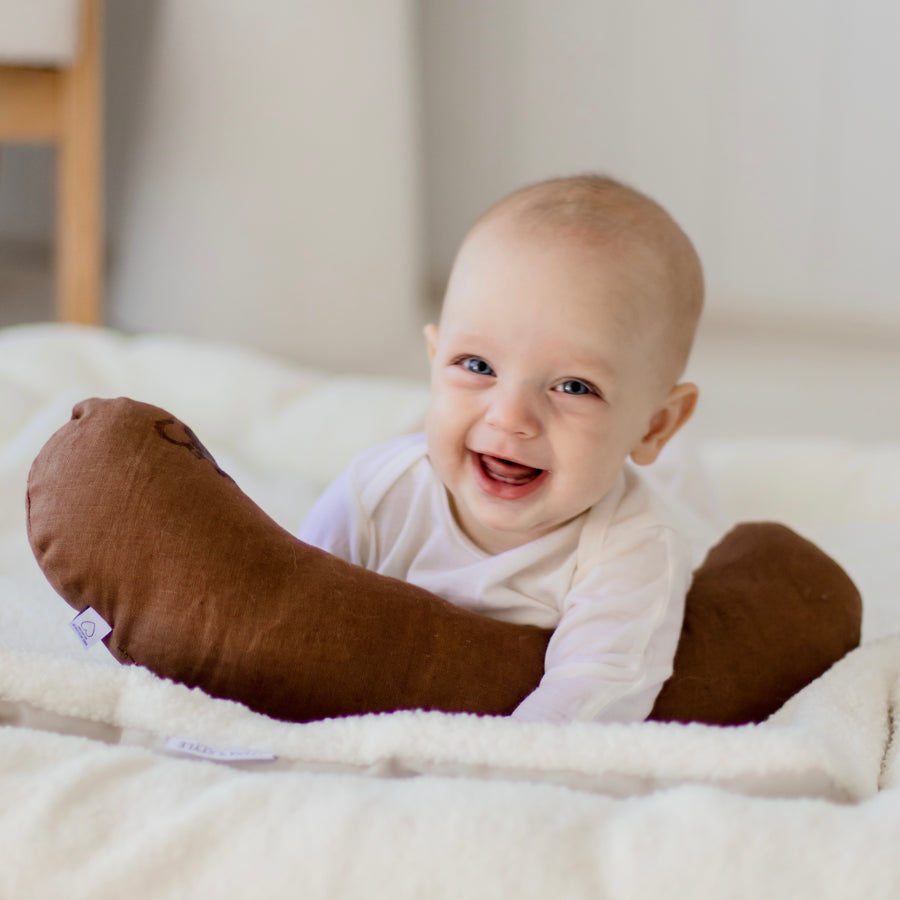 Tummy Time Pillow | Chocolate Linen & Wool