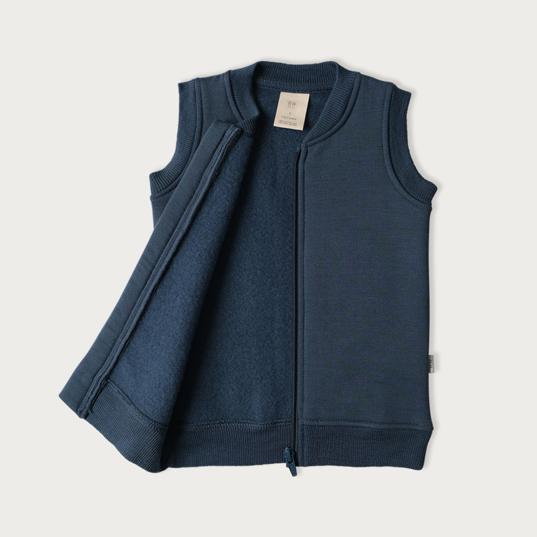 Merino Fleece Vest | Denim - Merino & Me