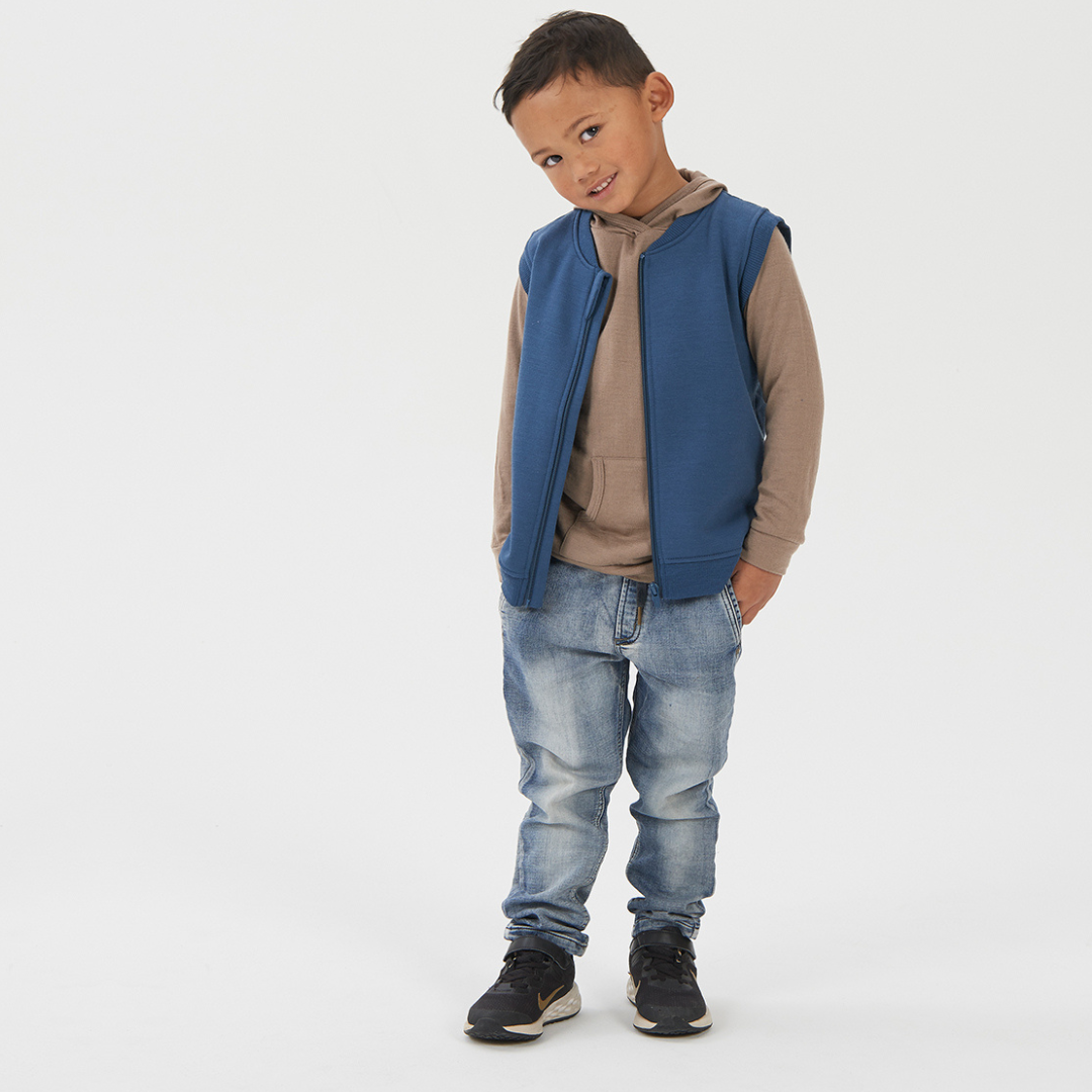 Merino Fleece Vest | Denim - Merino & Me