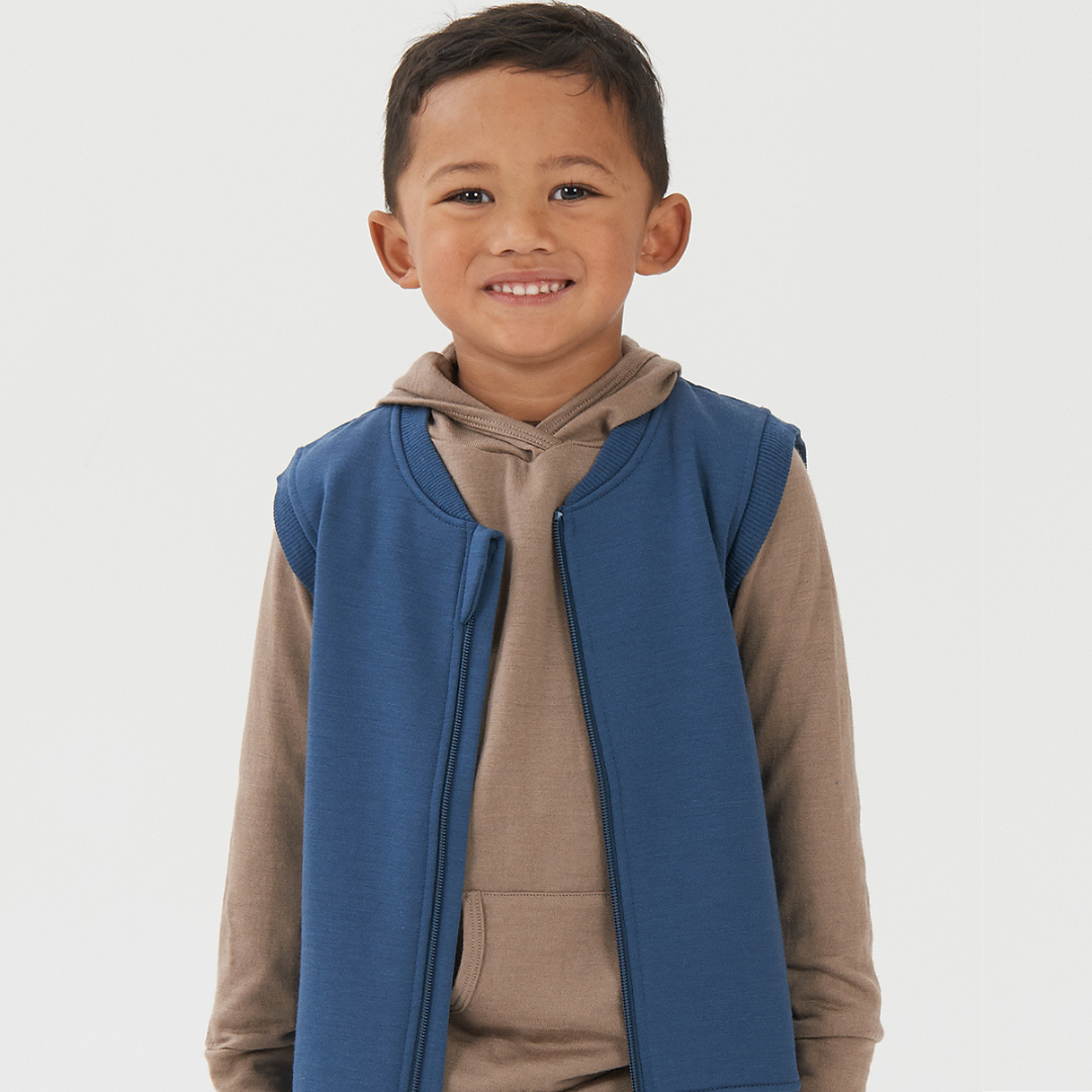 Merino Fleece Vest | Denim - Merino & Me