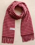 Lambswool Blanket Scarf | Berry Houndstooth