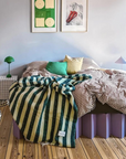 Maison Deux 100% Wool Blanket Green Sage Stripe 