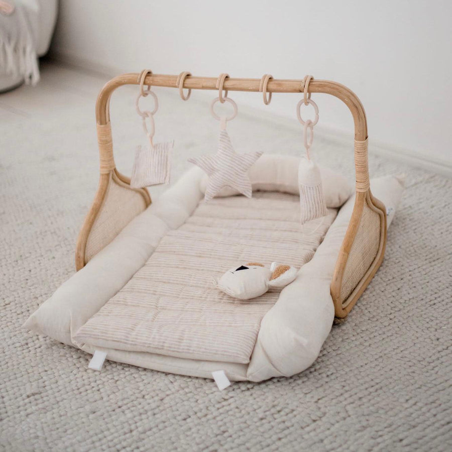 Rattan Play Gym Bundle | 100% Wool Filled | Lined Linen