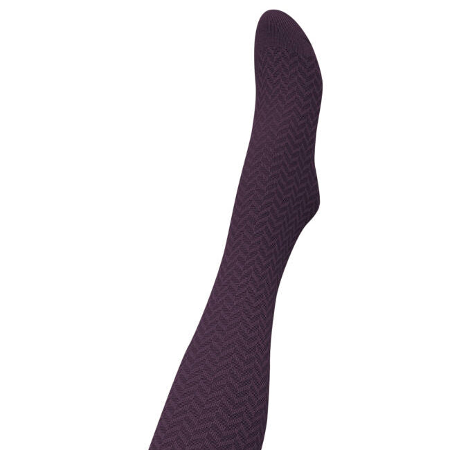 Ladies Merino Tights | Herringbone Plum