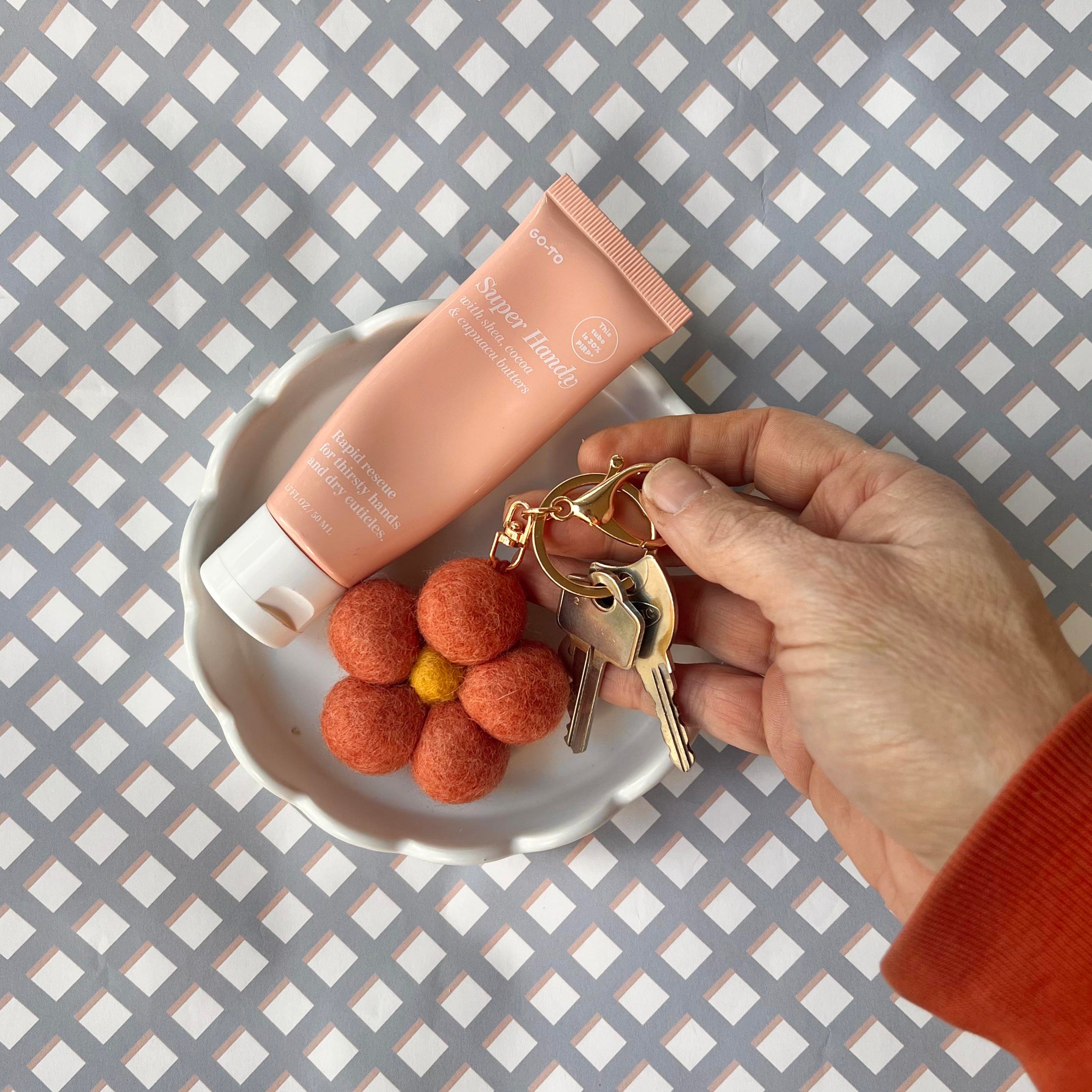 Felt Flower Keychain | Rust