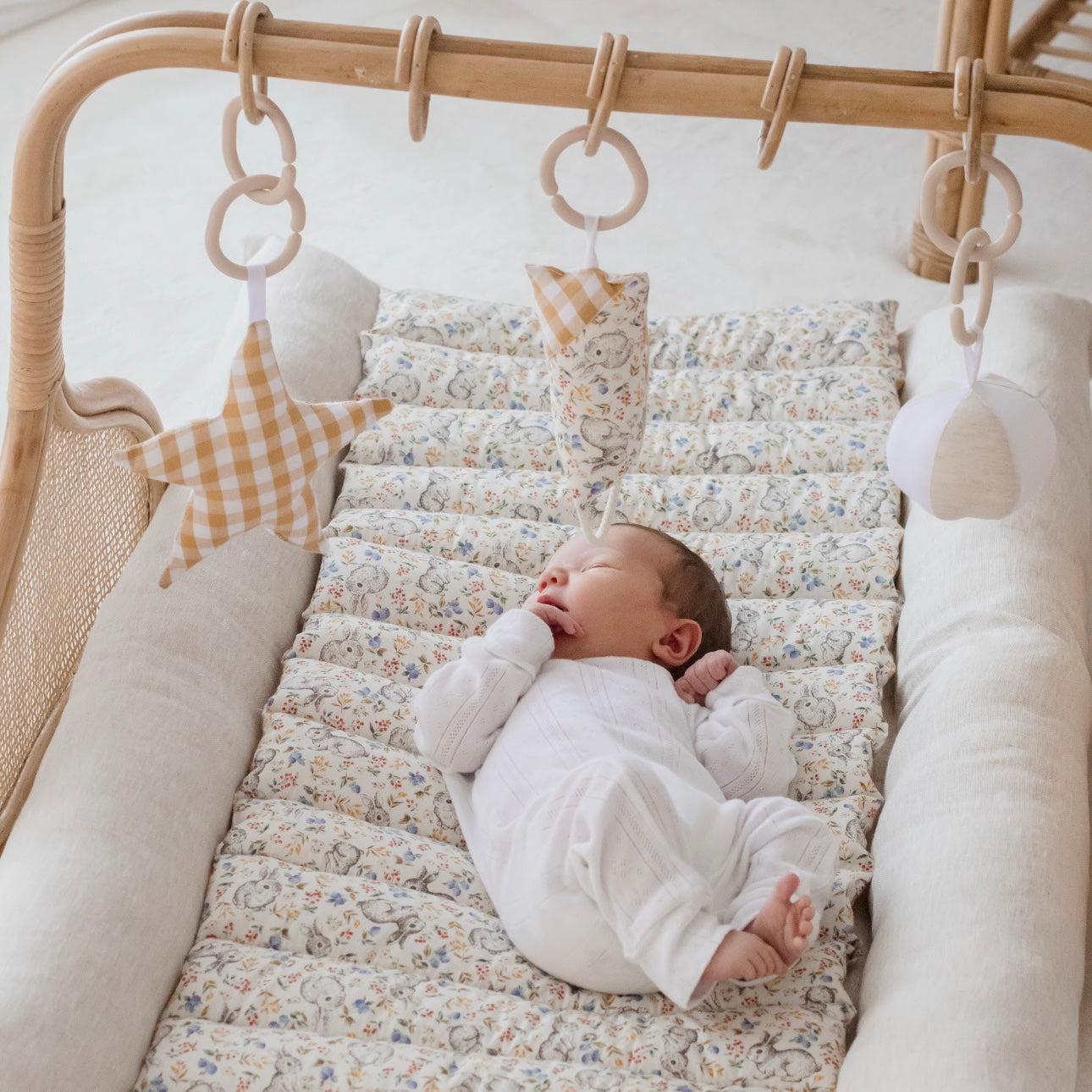 Rattan Play Gym Bundle | 100% Wool Filled | Natural Bunny