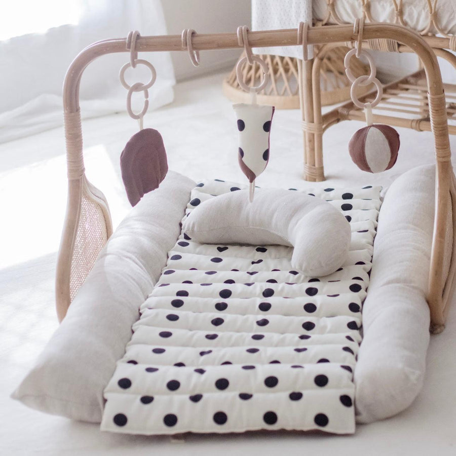 Rattan Play Gym Bundle | 100% Wool Filled | Chocolate Spot