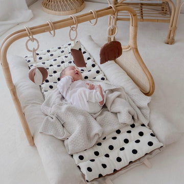 Rattan Play Gym Bundle | 100% Wool Filled | Chocolate Spot
