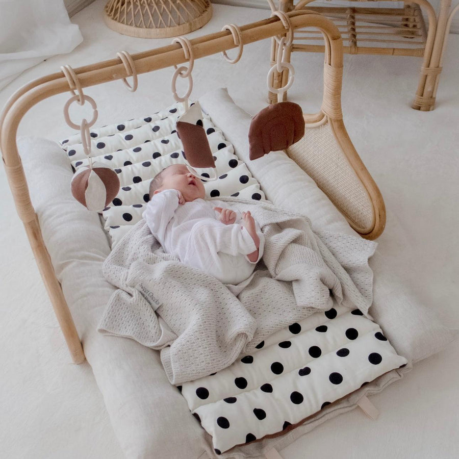 Rattan Play Gym Bundle | 100% Wool Filled | Chocolate Spot