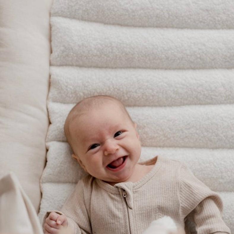 Rattan Play Gym Bundle | 100% Wool Filled | White Cloud & Stone Gingham