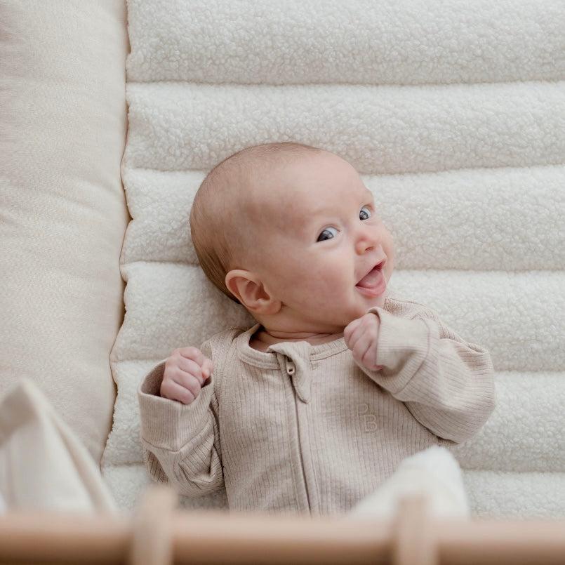 Rattan Play Gym Bundle | 100% Wool Filled | White Cloud &amp; Stone Gingham