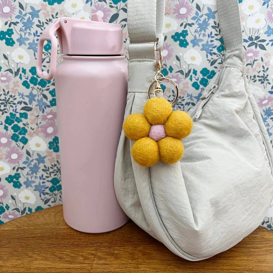 Felt Flower Keychain | Yellow Flower - Merino & Me