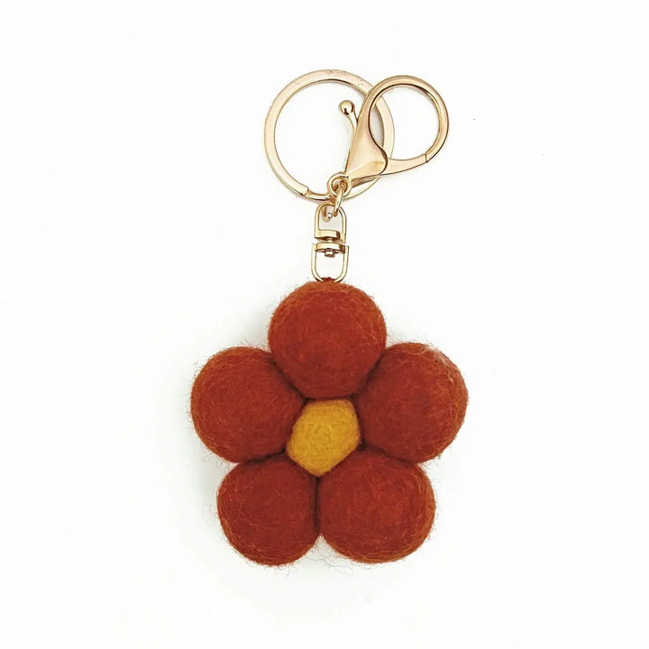 Felt Flower Keychain | Red Flower - Merino & Me