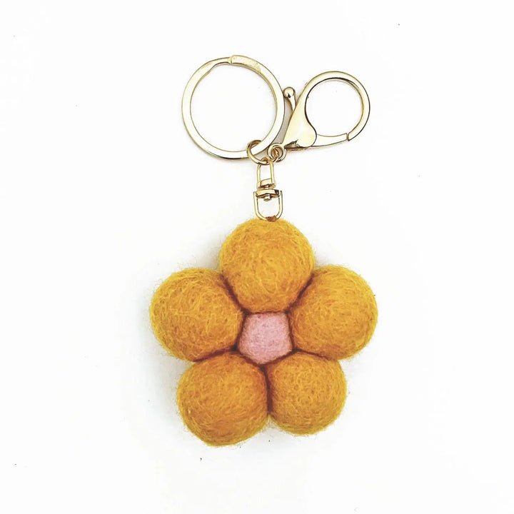 Felt Flower Keychain | Yellow Flower - Merino & Me