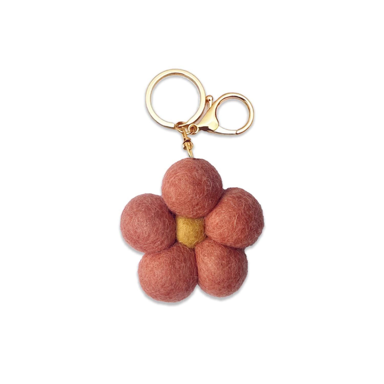 Felt Flower Keychain | Rust
