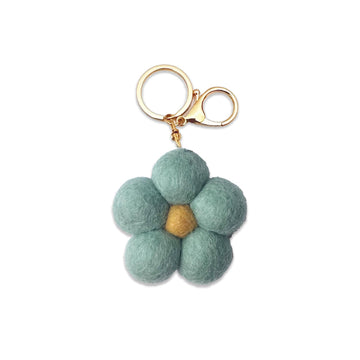 Felt Flower Keychain | Teal