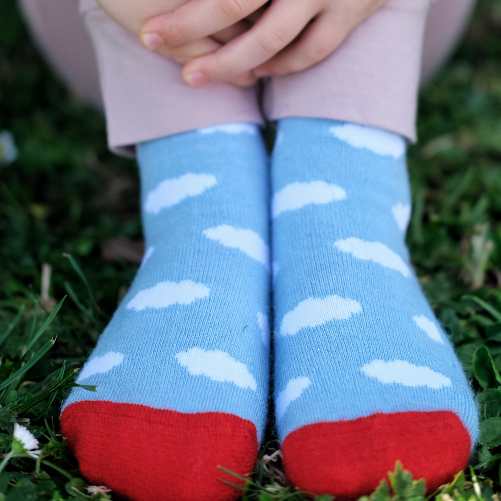 Thick Merino Gumboot Socks | Light Blue Clouds - Merino & Me