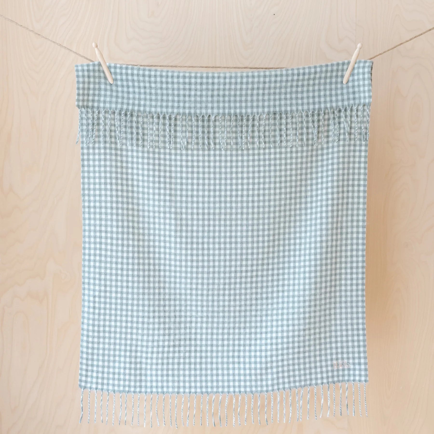 Lambswool Baby Blanket | Sage Gingham