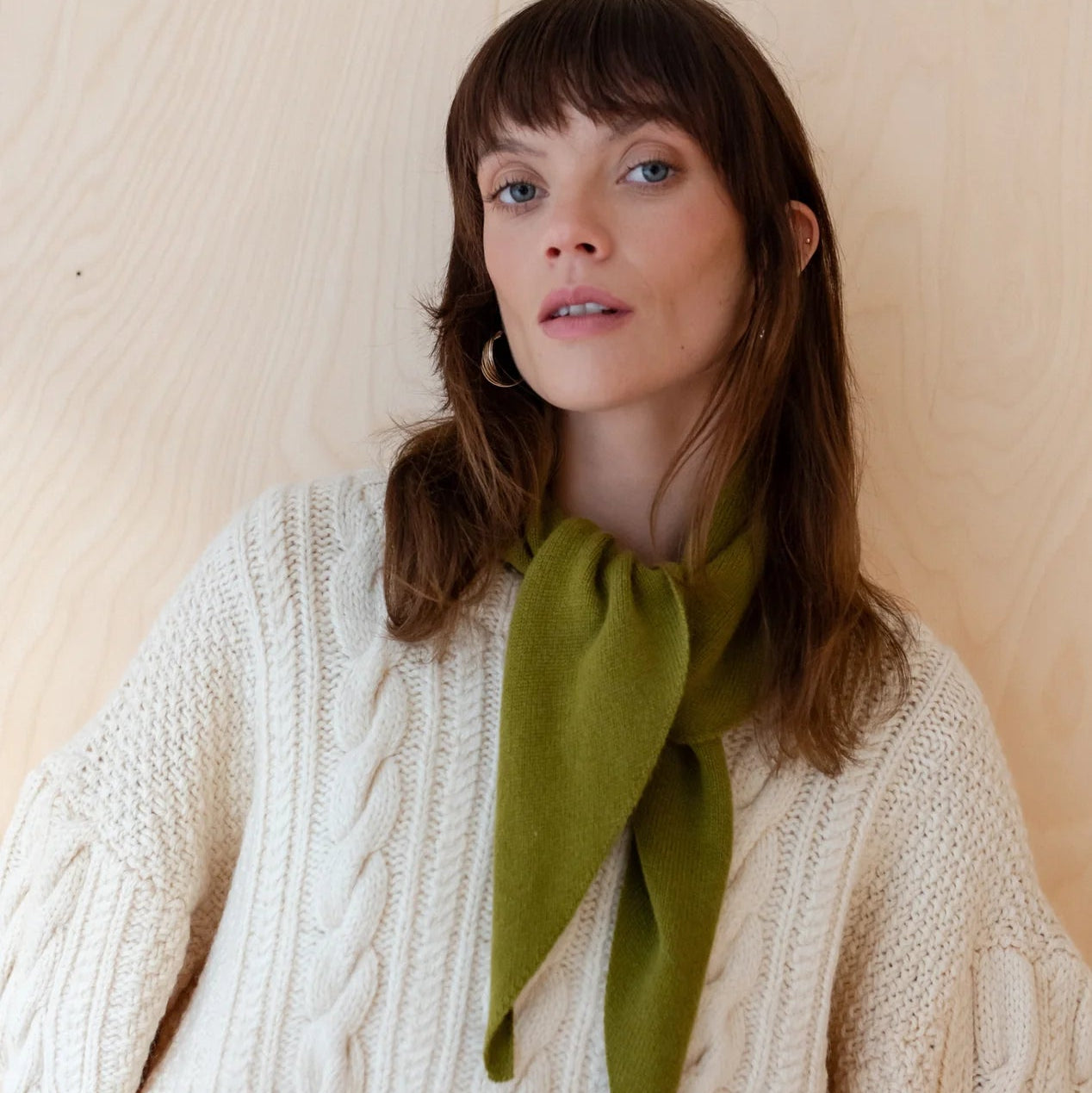 Small Merino Wool Triangle Scarf | Olive