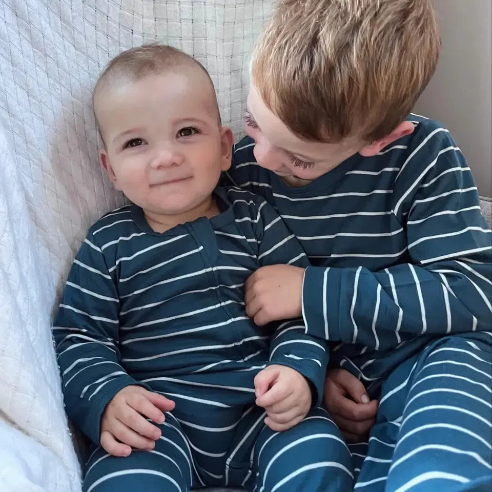 Merino Footed All in One | Denim Stripe