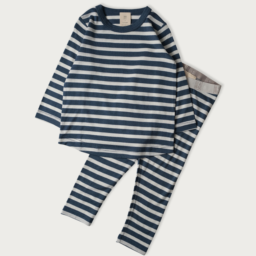 Merino Pyjama Set | Denim Stripe - Merino & Me