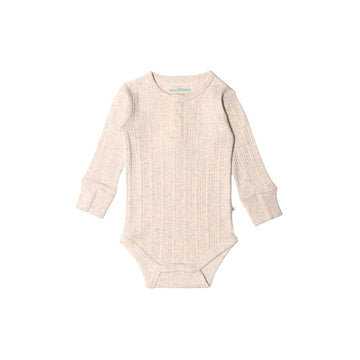 Long Sleeve Henley Bodysuit | Natural Marle