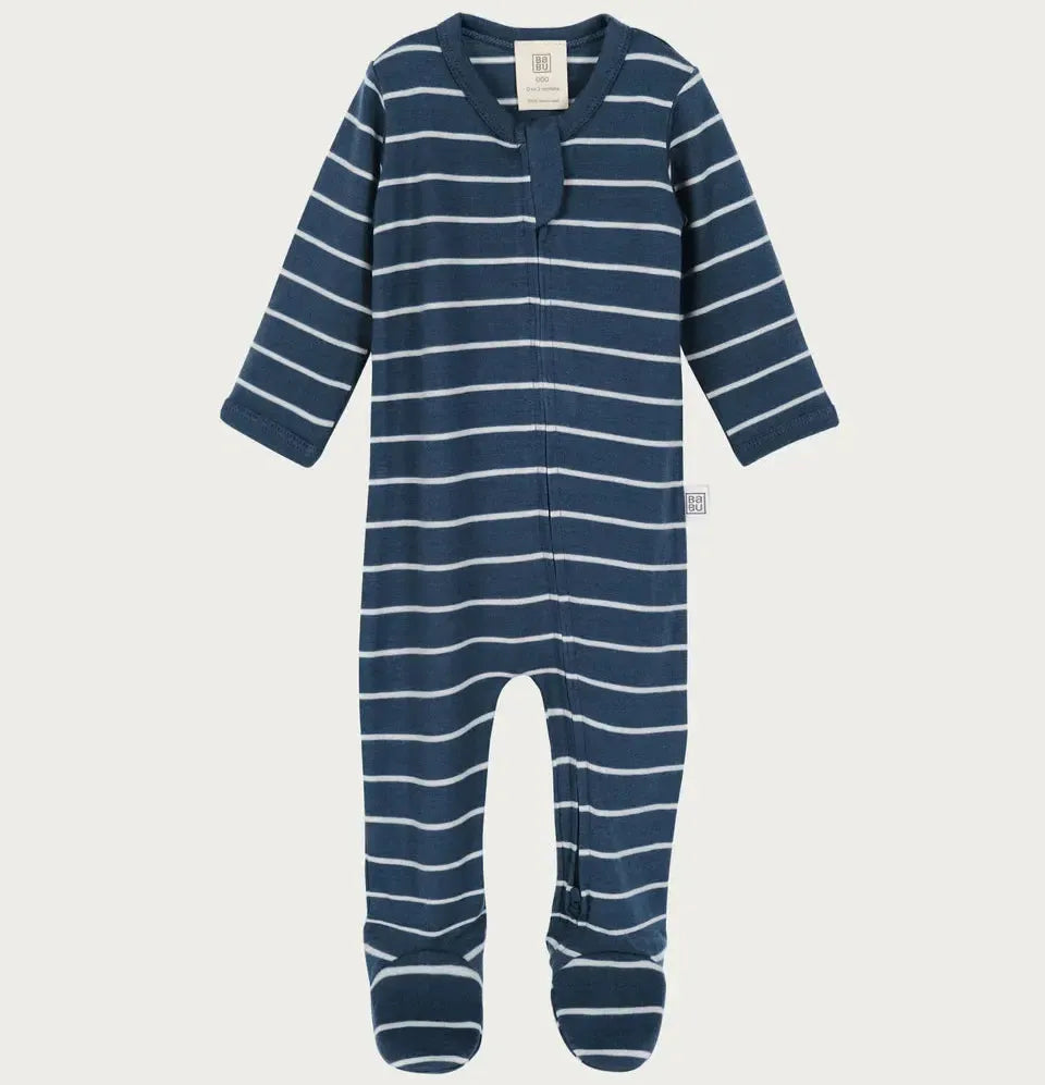 Merino Footed All in One | Denim Stripe
