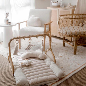 Rattan Play Gym Bundle | 100% Wool Filled | Lined Linen