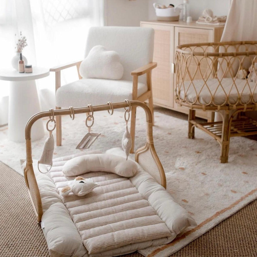 Rattan Play Gym Bundle | 100% Wool Filled | Lined Linen