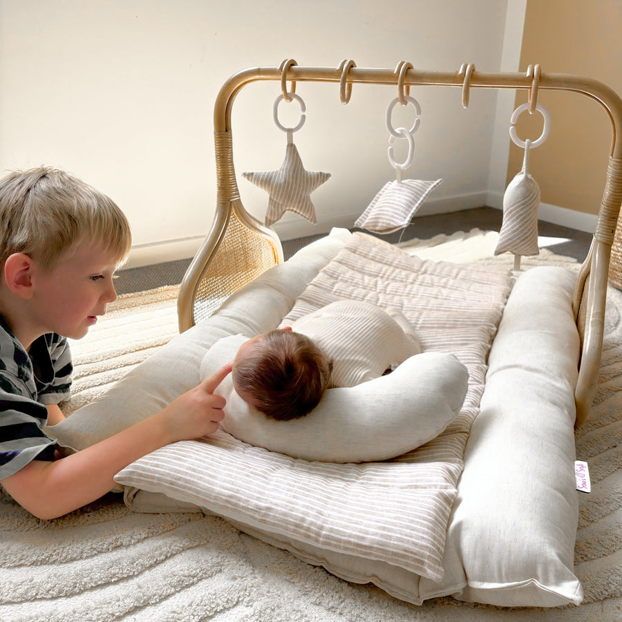 Rattan Play Gym Bundle | 100% Wool Filled | Lined Linen