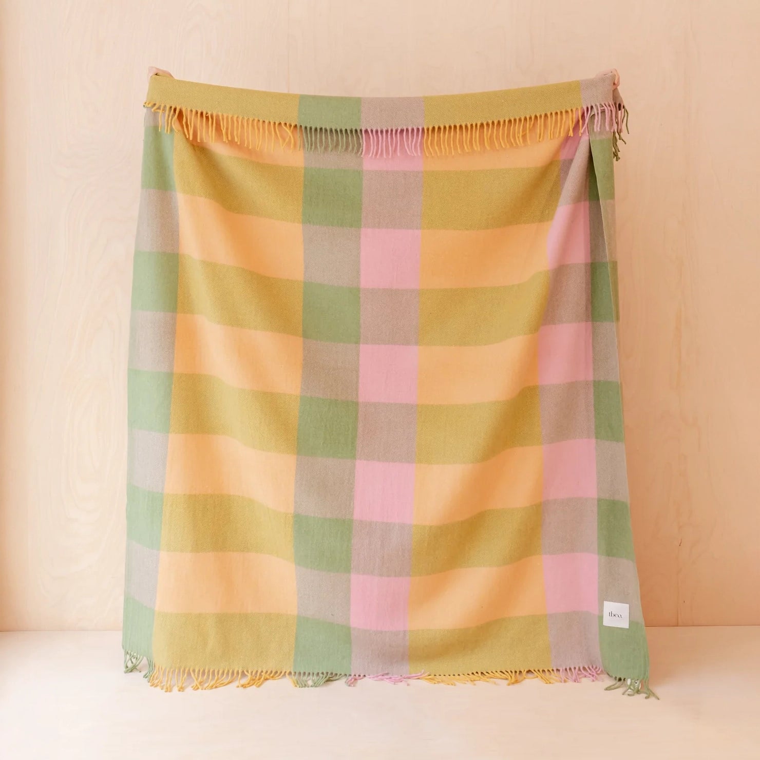 Recycled Wool Full Size Blanket | Green Bold Check