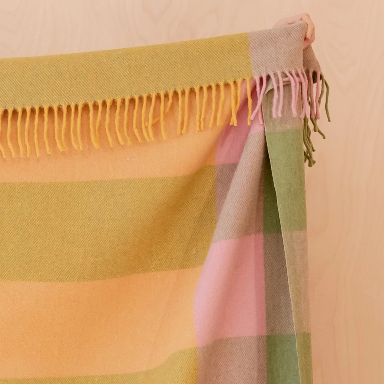 Recycled Wool Full Size Blanket | Green Bold Check