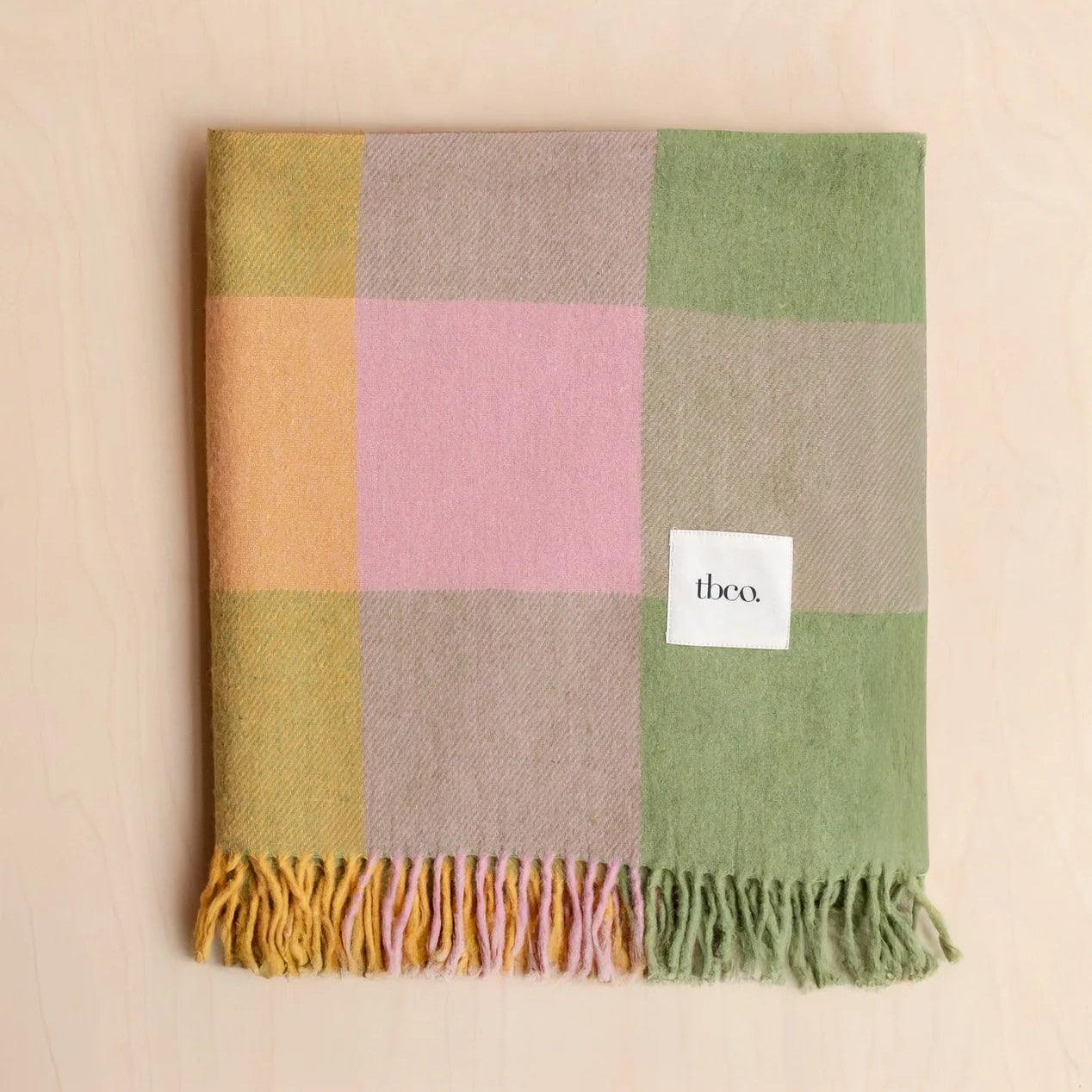 Recycled Wool Full Size Blanket | Green Bold Check