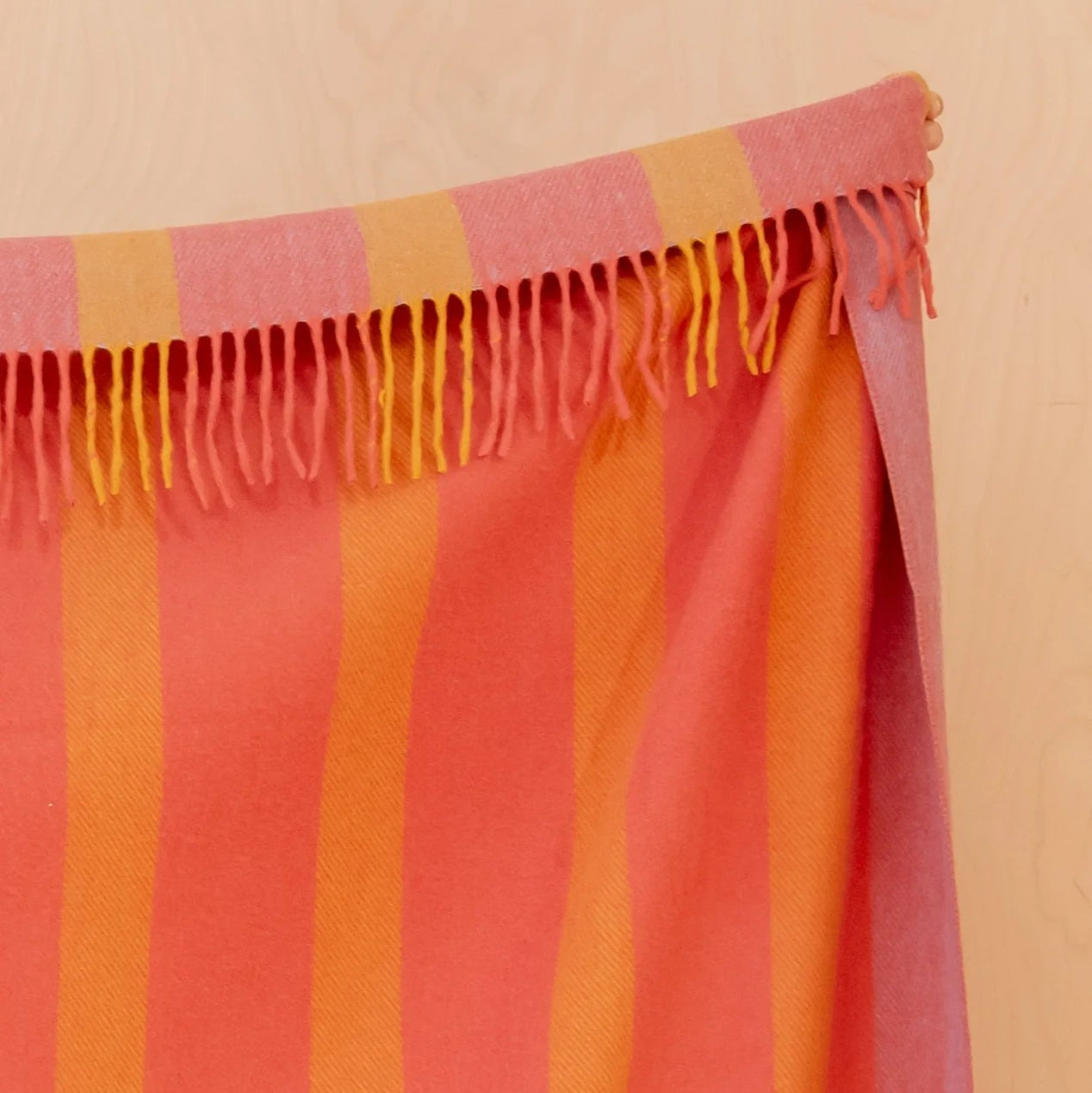 Recycled Wool Full Size Blanket | Orange Frame Stripe