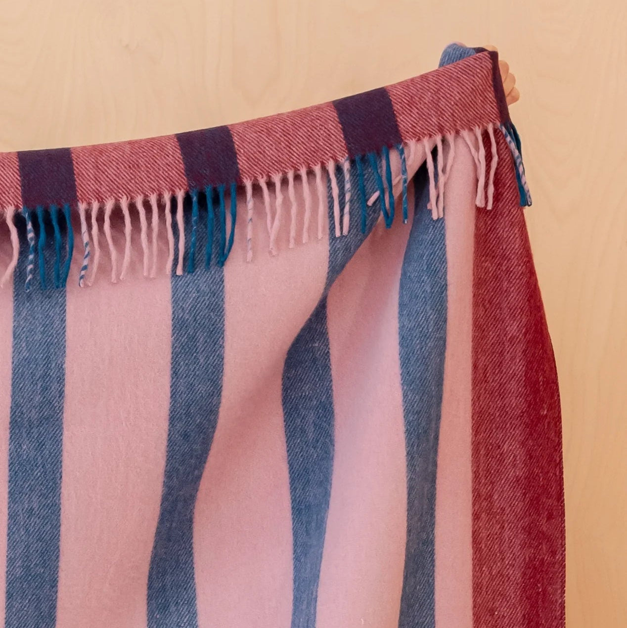 Recycled Wool Full Size Blanket | Berry Frame Stripe