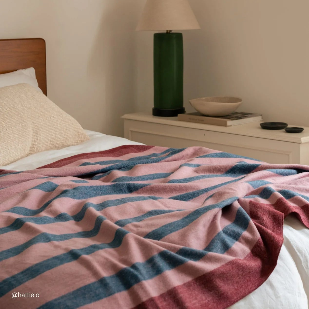 Recycled Wool Full Size Blanket | Berry Frame Stripe