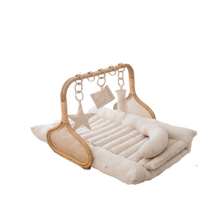 Rattan Play Gym Bundle | 100% Wool Filled | Lined Linen