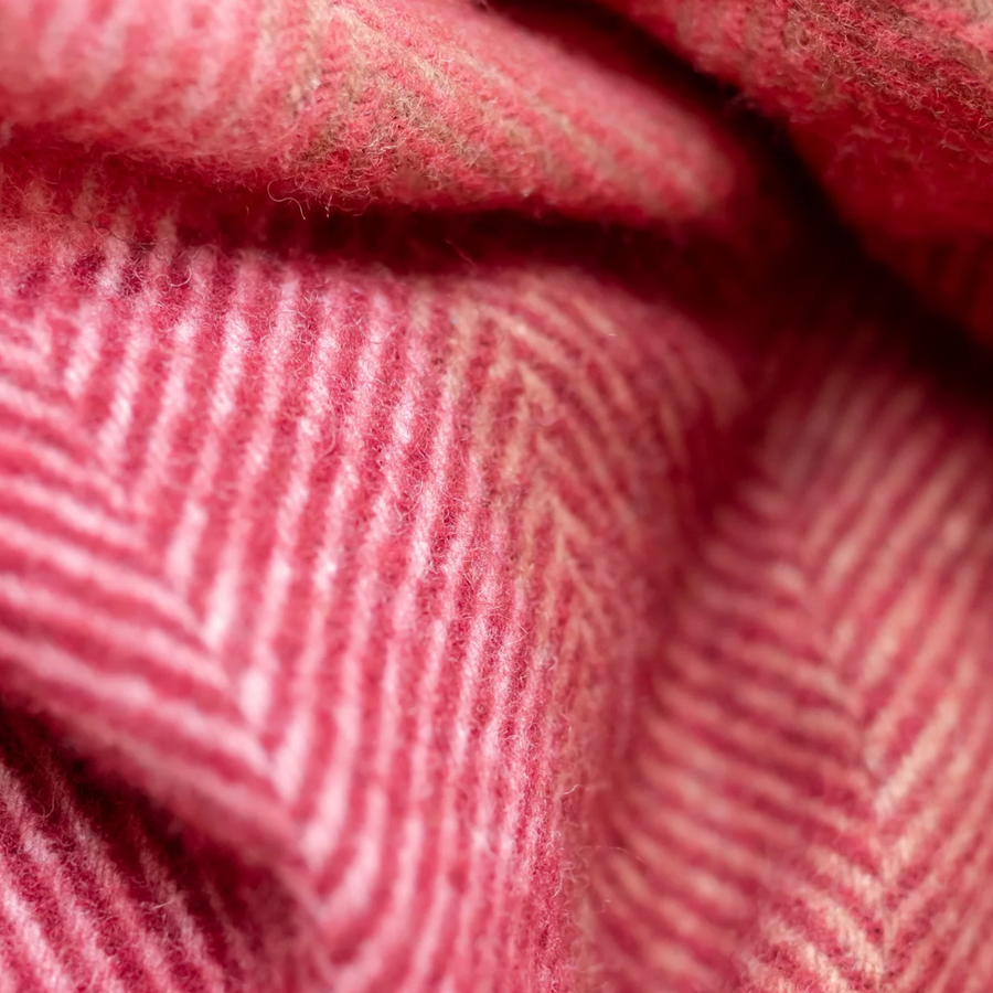 Recycled Wool Full Size Blanket | Pink Herringbone Block Check [PREORDER DUE 1ST DEC] (Copy)