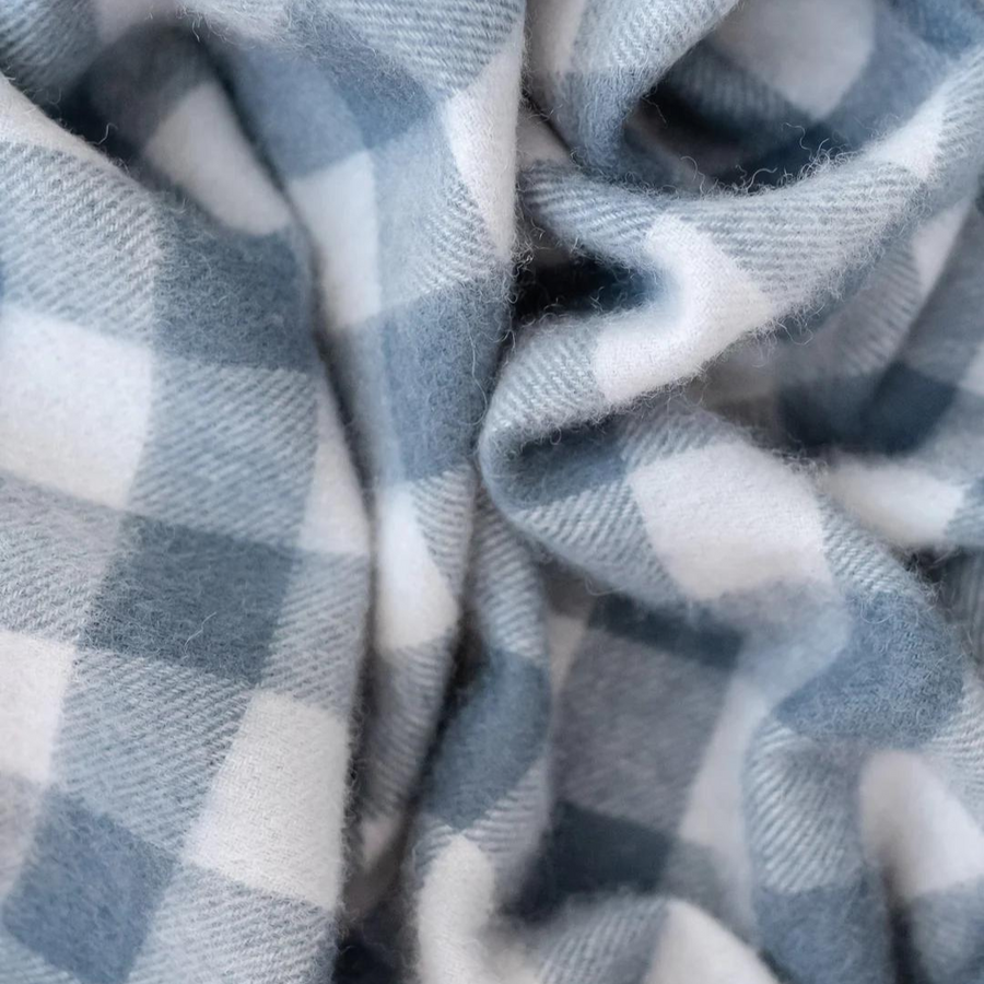 Lambswool Baby Blanket | Slate Gingham