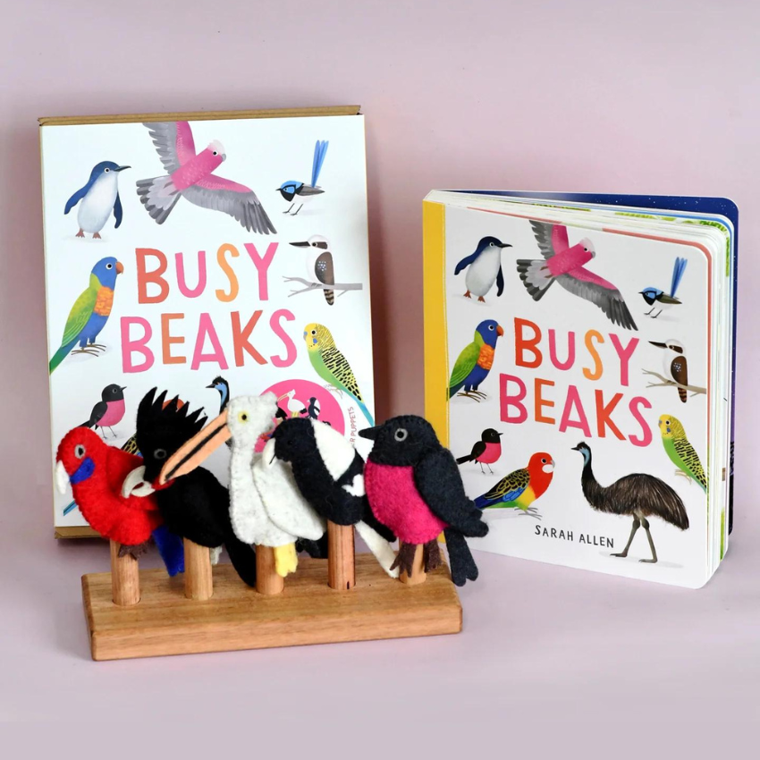 Busy Beaks Book and Finger Puppet Set