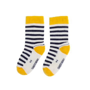 Thick Merino Gumboot Socks | Yellow & Blue Stripe