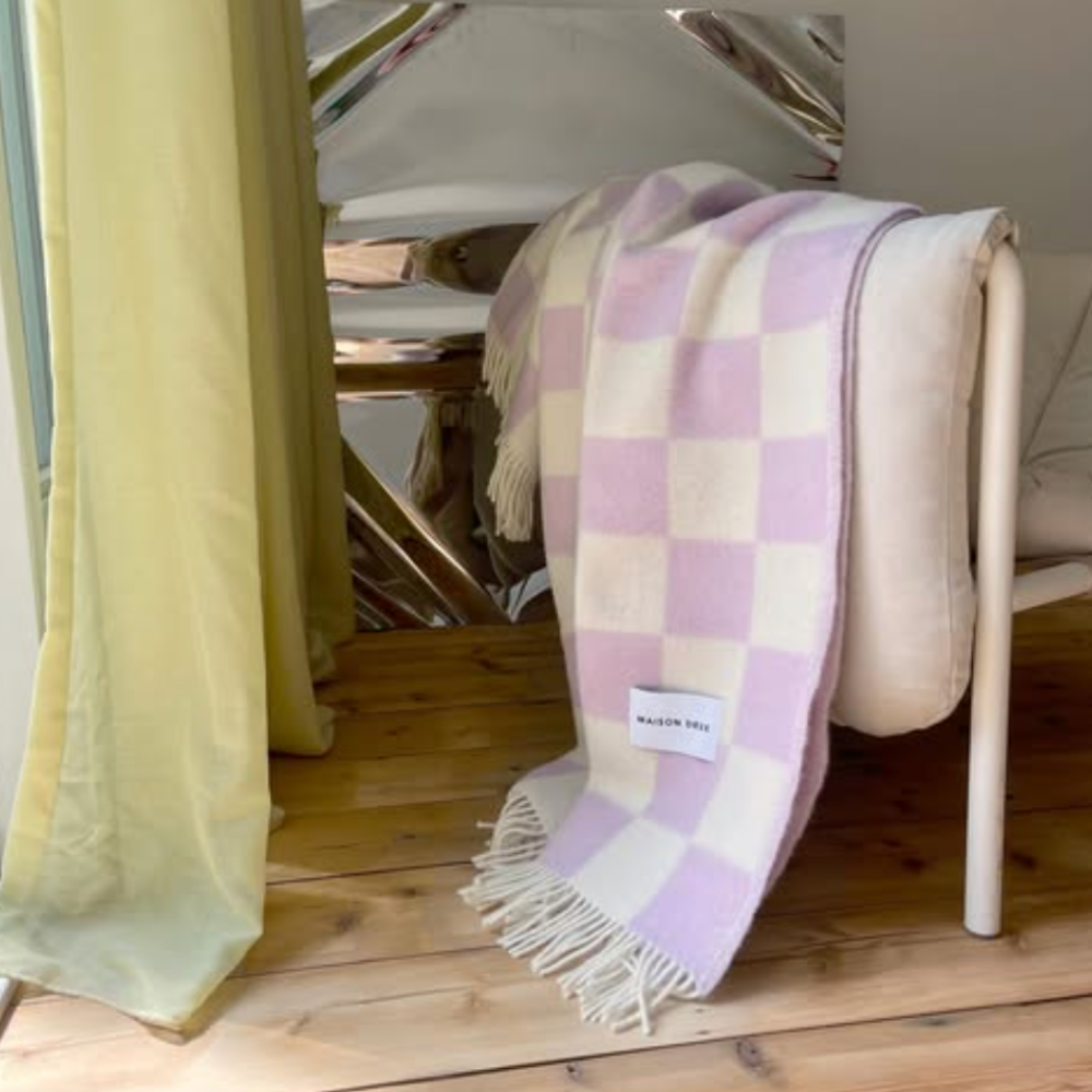 Checkerboard Blanket | Lilac White