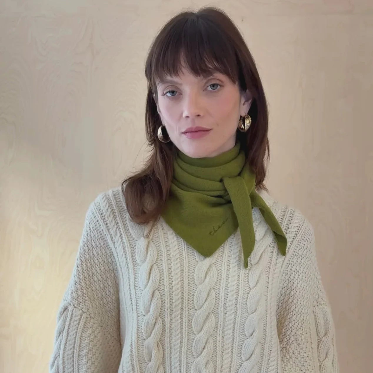 Small Merino Wool Triangle Scarf | Olive